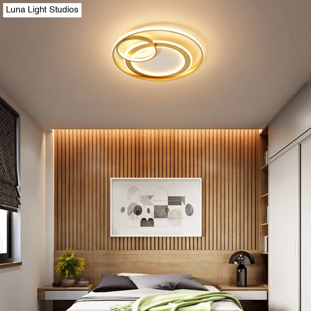 18/21.5 Contemporary Acrylic Wide Ring Ceiling Light In Black/Gold - Led Flush Mount Lamp With