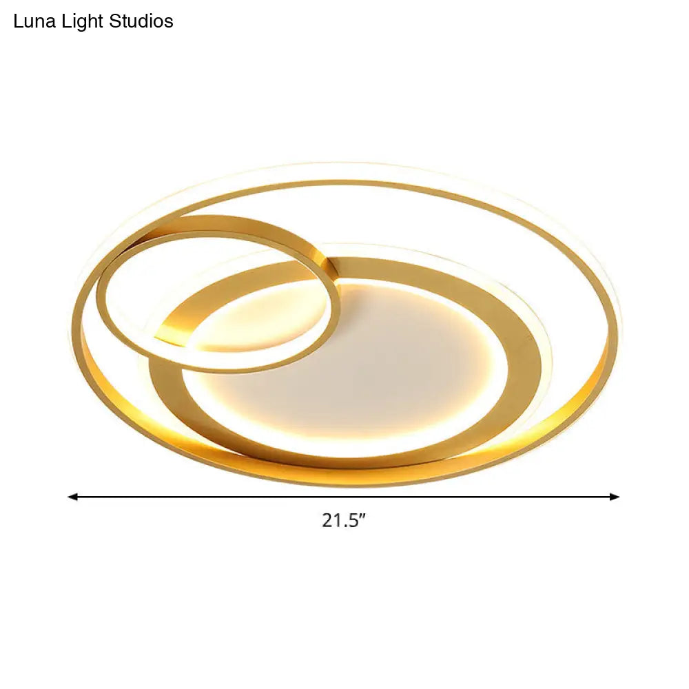 18/21.5 Contemporary Acrylic Wide Ring Ceiling Light In Black/Gold - Led Flush Mount Lamp With
