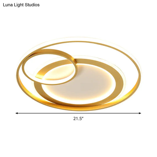 18’/21.5’ Contemporary Acrylic Wide Ring Ceiling Light In Black/Gold - Led Flush Mount Lamp