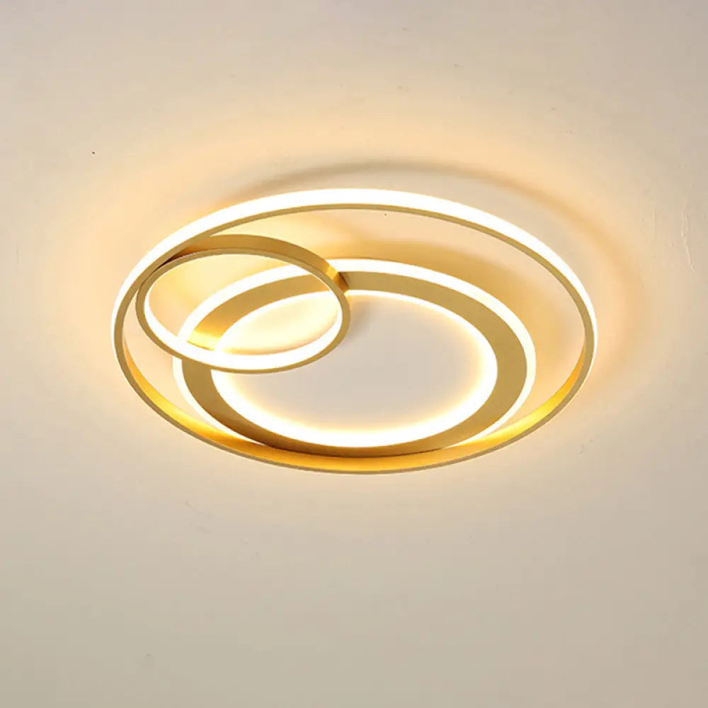 18’/21.5’ Contemporary Acrylic Wide Ring Ceiling Light In Black/Gold - Led Flush Mount Lamp