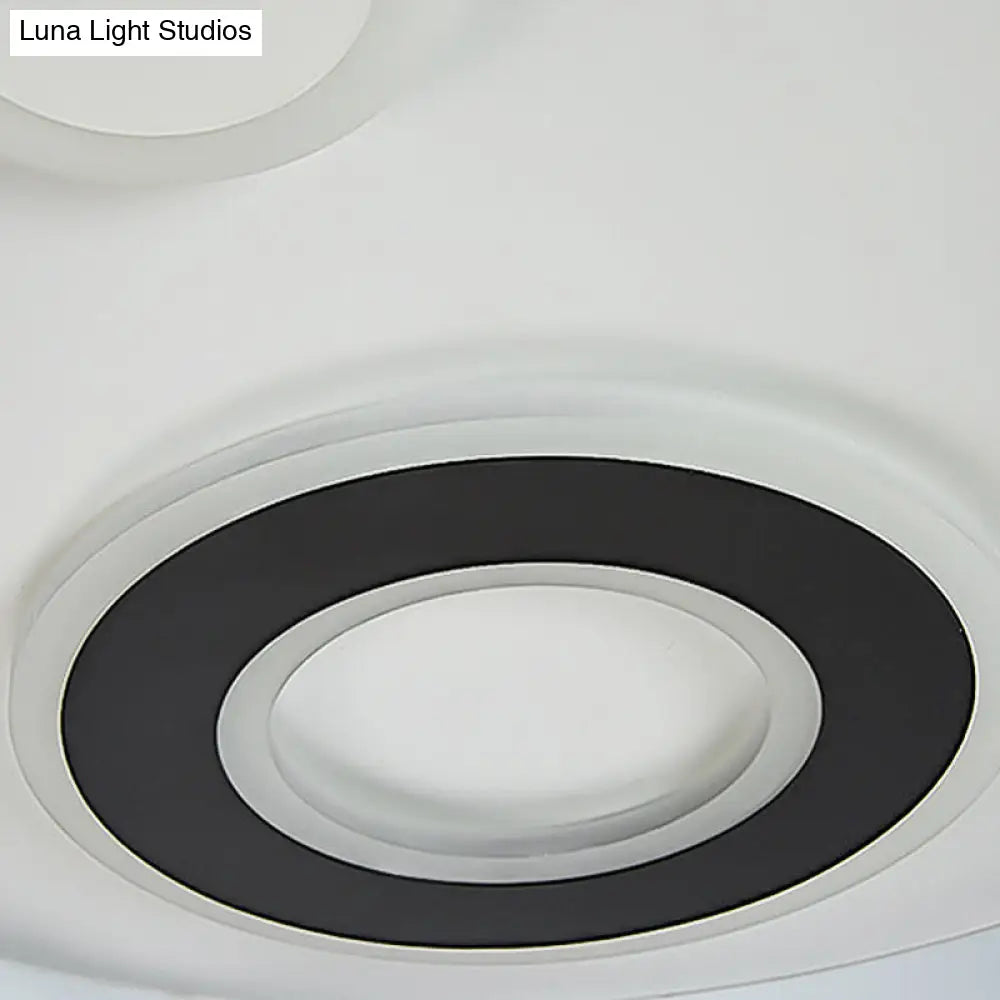 18/21.5 Dia Led Flush Lamp Kit - Modern Metallic White Ceiling Light With Warm/White