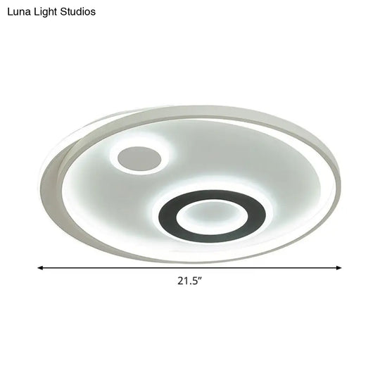 18’/21.5’ Dia Led Flush Lamp Kit - Modern Metallic White Ceiling Light With Warm/White