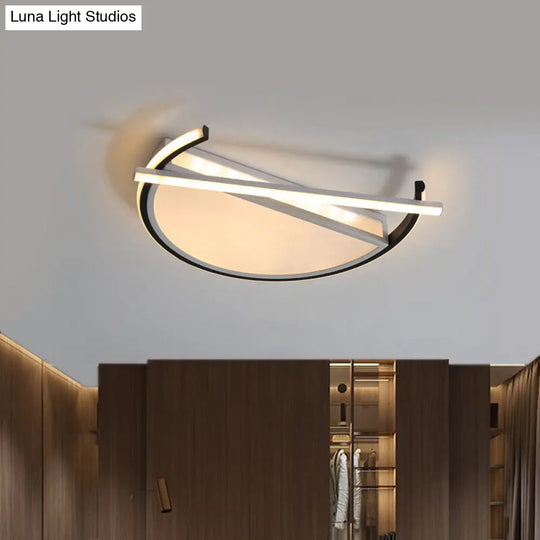 18/21.5 Geometric Flush Mount Led Ceiling Light In Black/Gold - Contemporary Metal Design