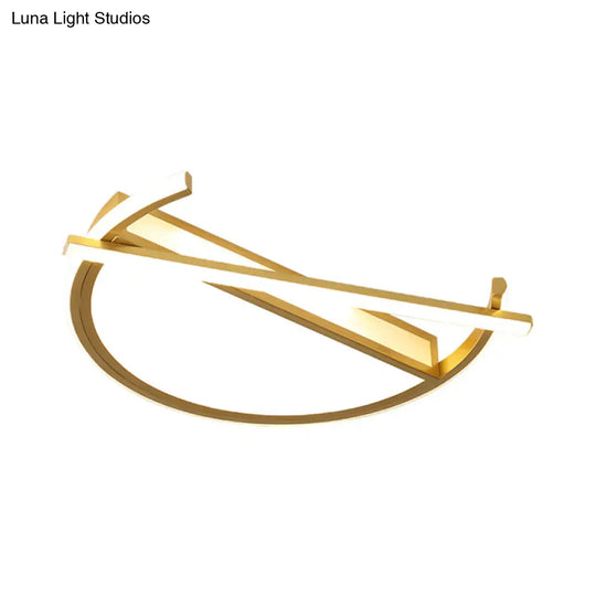 18’/21.5’ Geometric Flush Mount Led Ceiling Light In Black/Gold - Contemporary Metal Design