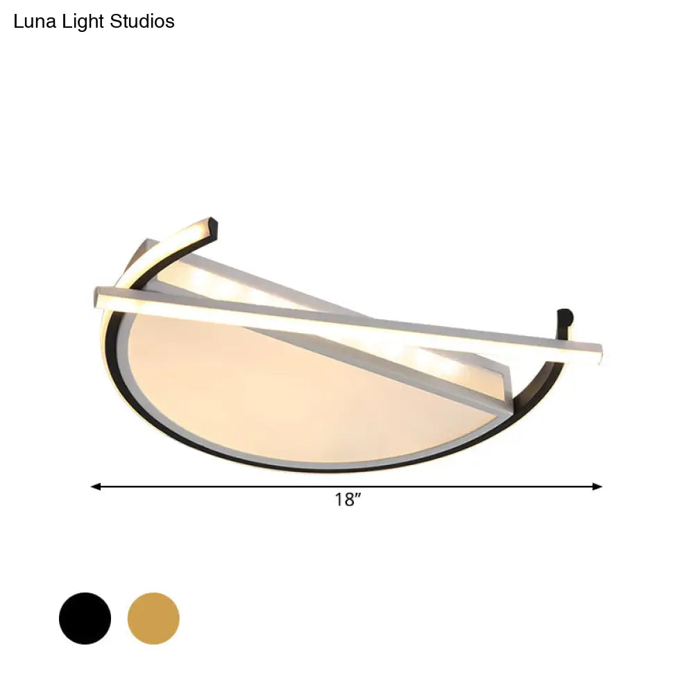 18’/21.5’ Geometric Flush Mount Led Ceiling Light In Black/Gold - Contemporary Metal Design