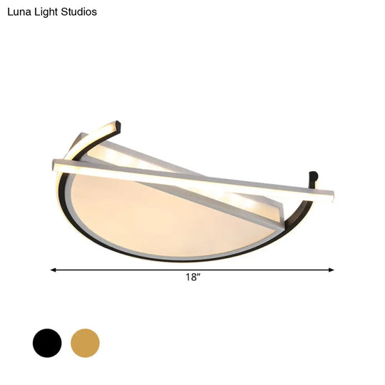 18’/21.5’ Geometric Flush Mount Led Ceiling Light In Black/Gold - Contemporary Metal Design