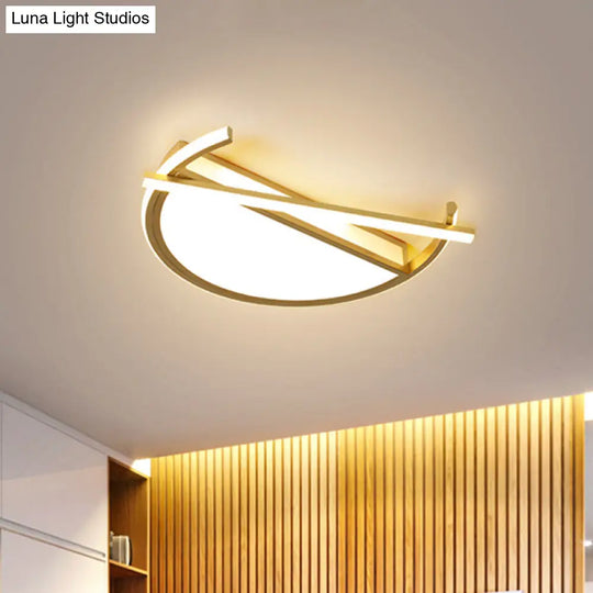18’/21.5’ Geometric Flush Mount Led Ceiling Light In Black/Gold - Contemporary Metal Design