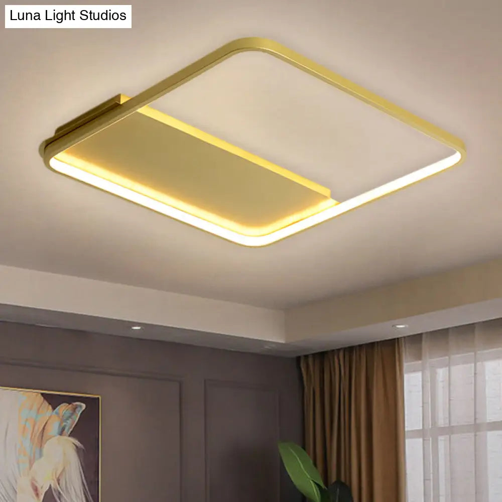 18’/21.5’ Gold Square Led Bedroom Ceiling Lamp - Modern Semi Mount Light With Warm/White / 18’ White