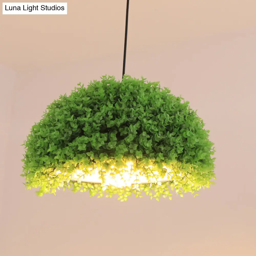 Industrial Plant Hanging Light - Green Metal 18/21.5 Led Ceiling Suspension Lamp