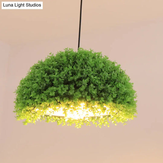 Industrial Plant Hanging Light - Green Metal 18/21.5 Led Ceiling Suspension Lamp