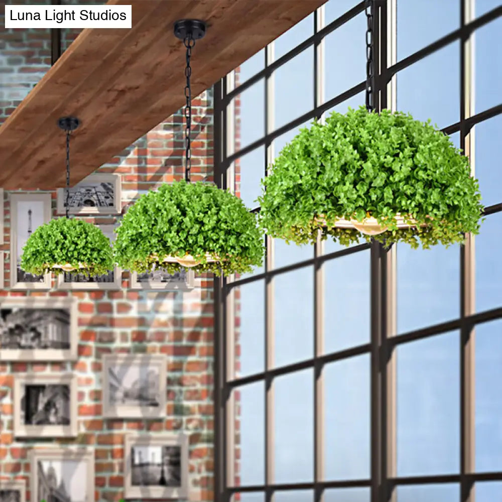 Industrial Plant Hanging Light - Green Metal 18/21.5 Led Ceiling Suspension Lamp