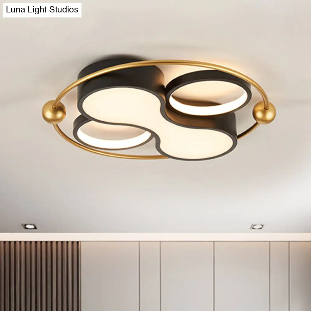 18’/21.5’ Metallic Geometric Flush Light - Black/Gold Led Ceiling Mounted Black - Gold / 18’ Warm