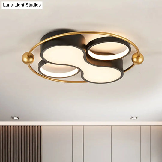 18’/21.5’ Metallic Geometric Flush Light - Black/Gold Led Ceiling Mounted Black - Gold / 18’ Warm