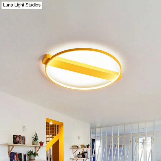18’/22’ Kids Led Macaron Yellow/Pink/Grey Ceiling Light Fixture With Round Metal Frame Yellow / 18’