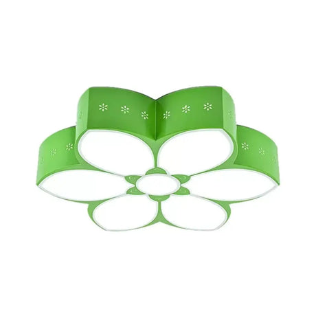 18’/23.5’ Etched Blossom Led Flush Mount Ceiling Light In Vibrant Red/Yellow/Green Green / 18’