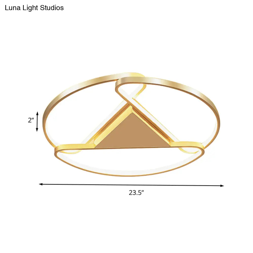 18’/23.5’ Wide Led Gold Flush Mount Ceiling Light - Modern Semi-Circle Acrylic Design Triangle