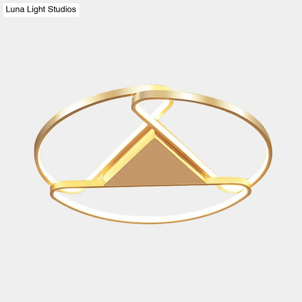 18’/23.5’ Wide Led Gold Flush Mount Ceiling Light - Modern Semi-Circle Acrylic Design Triangle