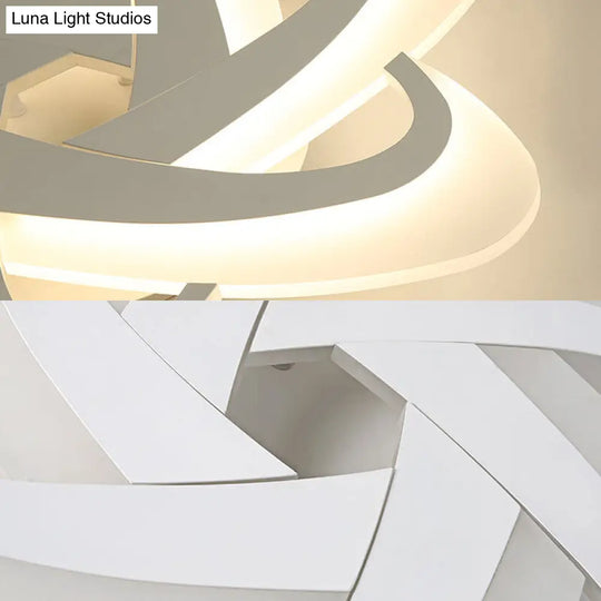 18/23 Wide Acrylic Criss Cross Led Ceiling Light Fixture - Flush Mount Modern White Design