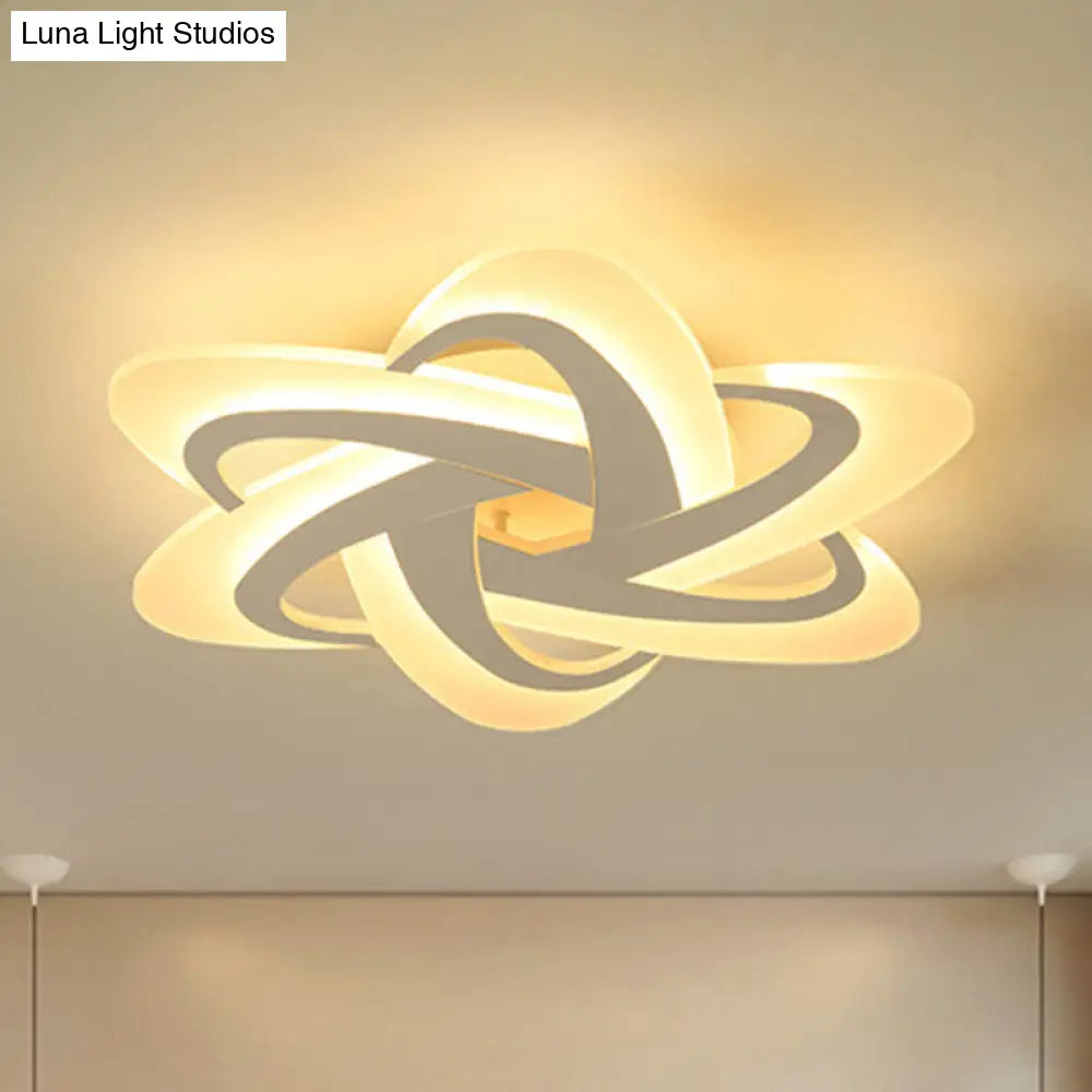 18/23 Wide Acrylic Criss Cross Led Ceiling Light Fixture - Flush Mount Modern White Design