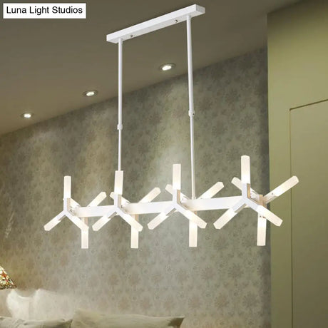 18/24-Light Linear Acrylic Shade Ceiling Pendant For Dining Room - Black/White/Gold Ideal Over