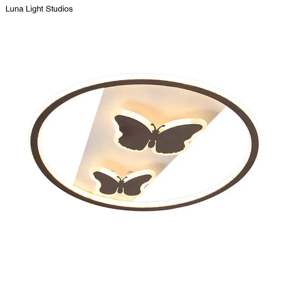 18.5/23 Modern Acrylic Brown Led Ceiling Fixture In Warm/White Light - Remote Control Dimmable