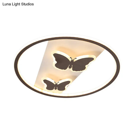 18.5/23 Modern Acrylic Brown Led Ceiling Fixture In Warm/White Light - Remote Control Dimmable