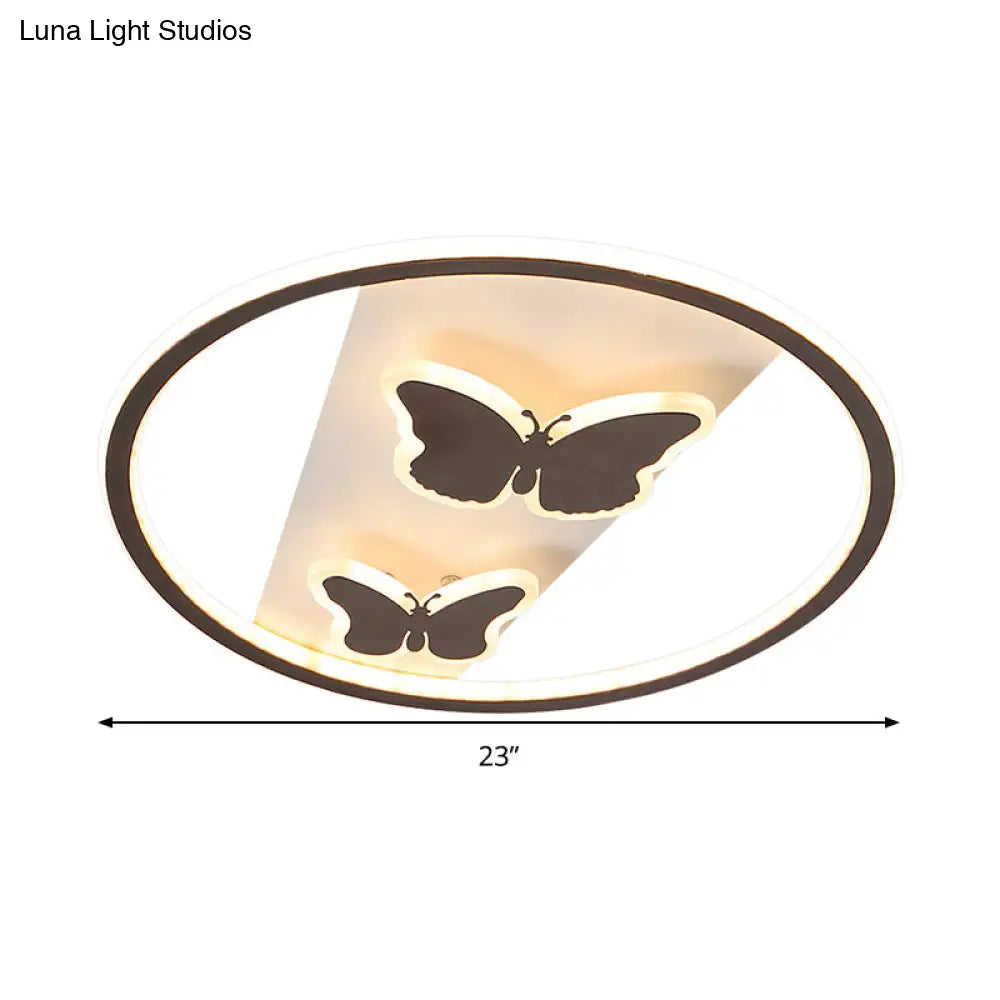 18.5’/23’ Modern Acrylic Brown Led Ceiling Fixture In Warm/White Light - Remote Control Dimmable