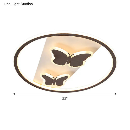 18.5’/23’ Modern Acrylic Brown Led Ceiling Fixture In Warm/White Light - Remote Control Dimmable