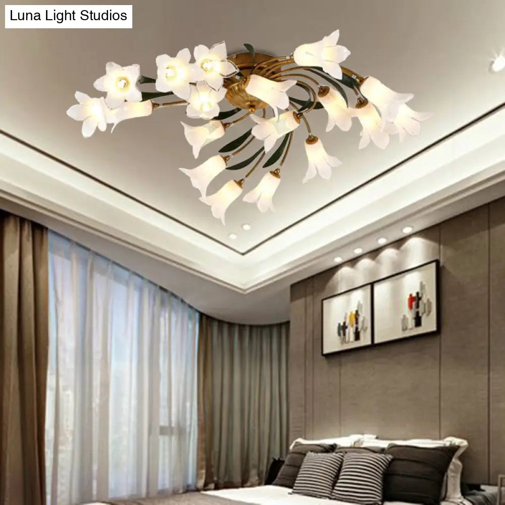 18 - Light Brass Led Ceiling Semi - Flush Mount For American Garden Inspired Living Rooms