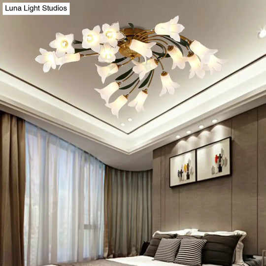 18 - Light Brass Led Ceiling Semi - Flush Mount For American Garden Inspired Living Rooms