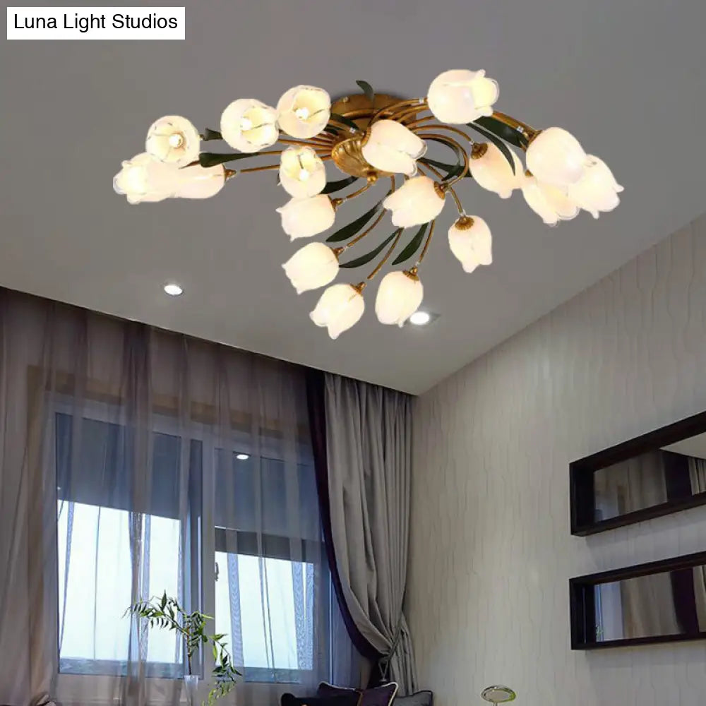 18 - Light Brass Led Ceiling Semi - Flush Mount For American Garden Inspired Living Rooms