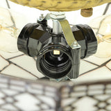 Bowl Flush Ceiling Light 8/8.5/10 Stained Glass 3 Lights In Beige - Traditional Lighting For Living