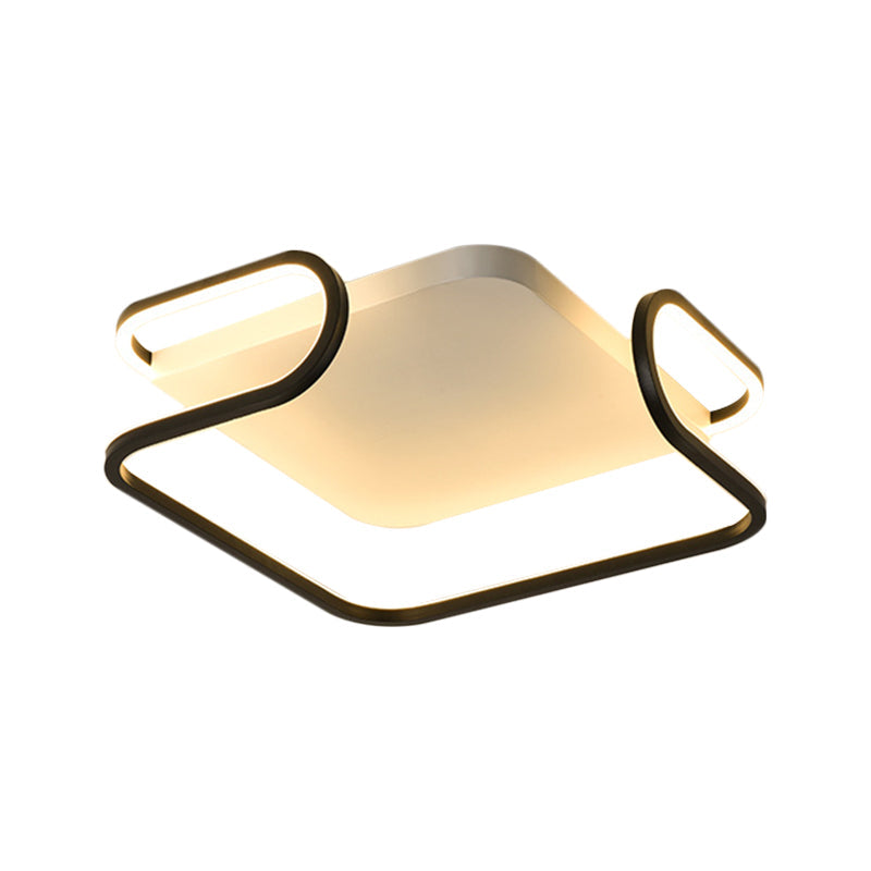 Modern Metal Square Flush Mount Led Ceiling Light (16’/19.5’) - Warm/White Bedroom Lighting