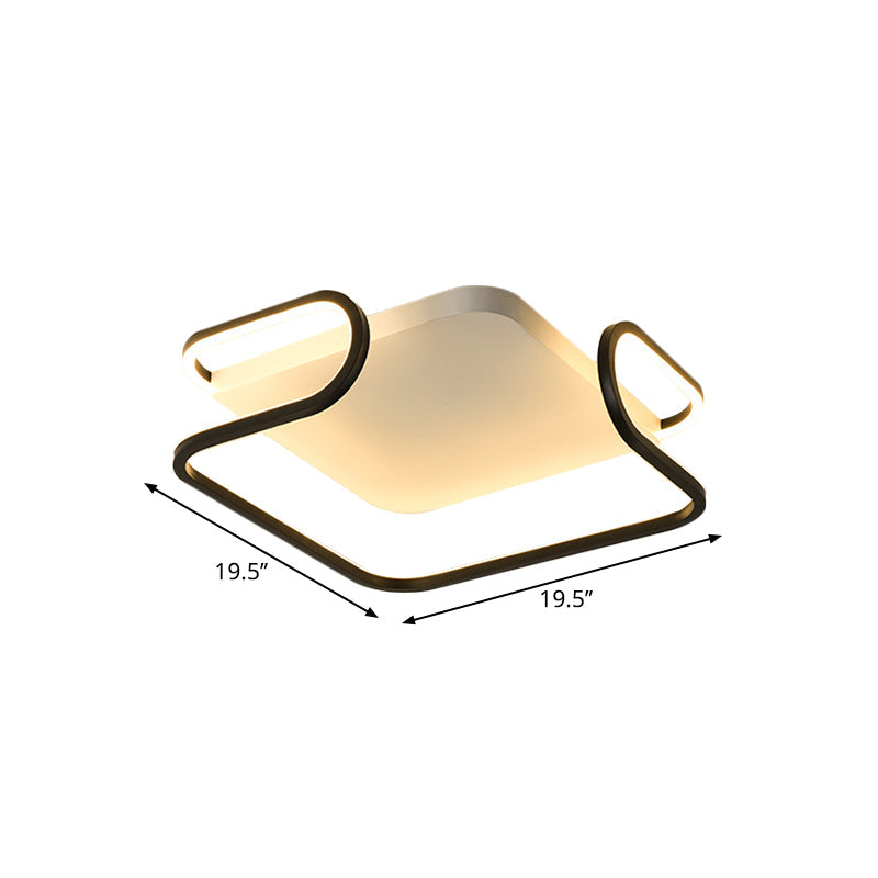 Modern Metal Square Flush Mount Led Ceiling Light (16’/19.5’) - Warm/White Bedroom Lighting