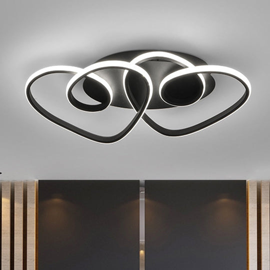 Romantic Loving Heart Flush Ceiling Light – Modern Metal Led Mount In Warm Or White