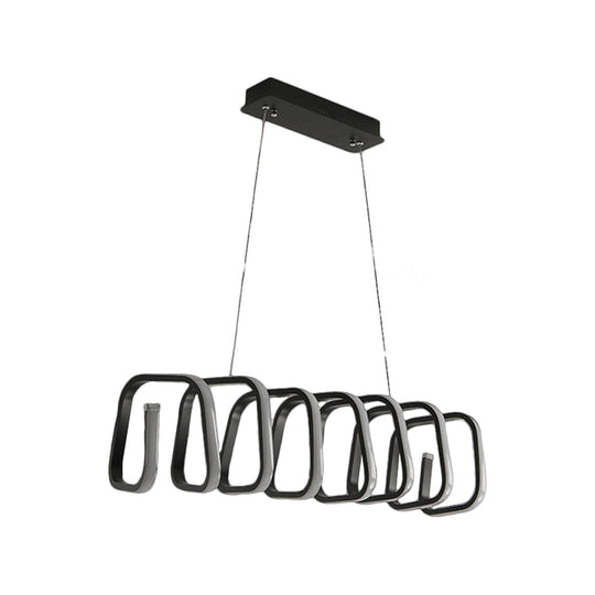 Minimalistic Metal Led Island Light Fixture In Black For Dining Room Ceilings