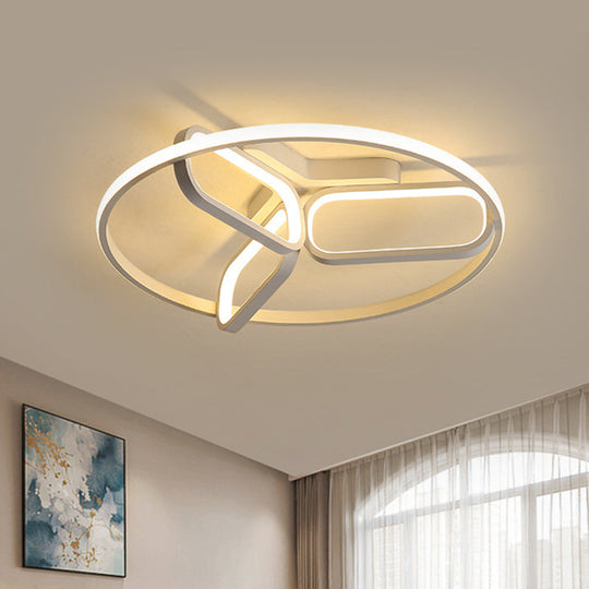Contemporary Led Ceiling Light With Metallic Shade In Warm/White - Black/White/Gold Oval And Circle