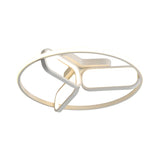 Contemporary Led Ceiling Light With Metallic Shade In Warm/White - Black/White/Gold Oval And Circle