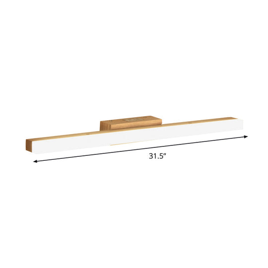 Minimalist Wood Linear Vanity Sconce Light - Beige Led Wall Fixture (16/23.5/31.5 Width)