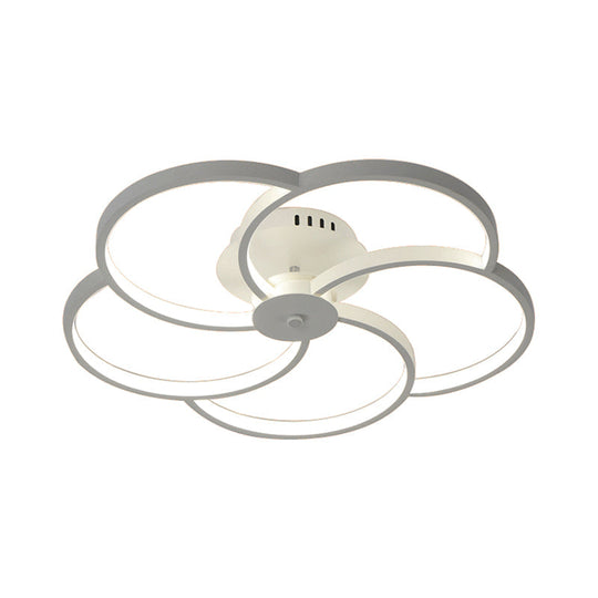 Modern Flower Metal Led Ceiling Light In 18’/21.5’ - Black/White With Warm/White/Natural Options