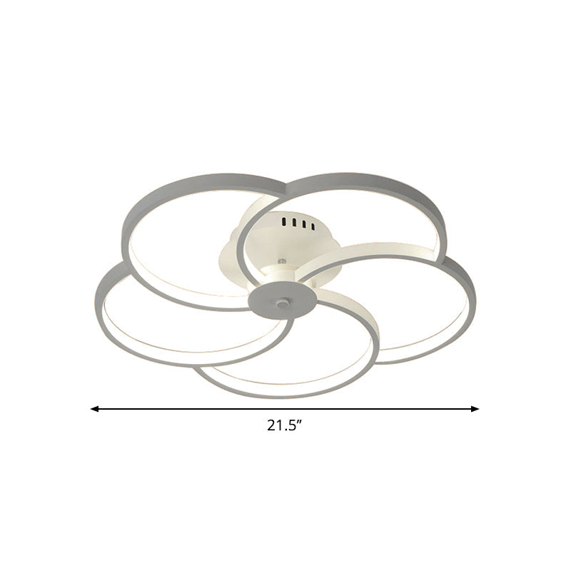 Modern Flower Metal Led Ceiling Light In 18’/21.5’ - Black/White With Warm/White/Natural Options