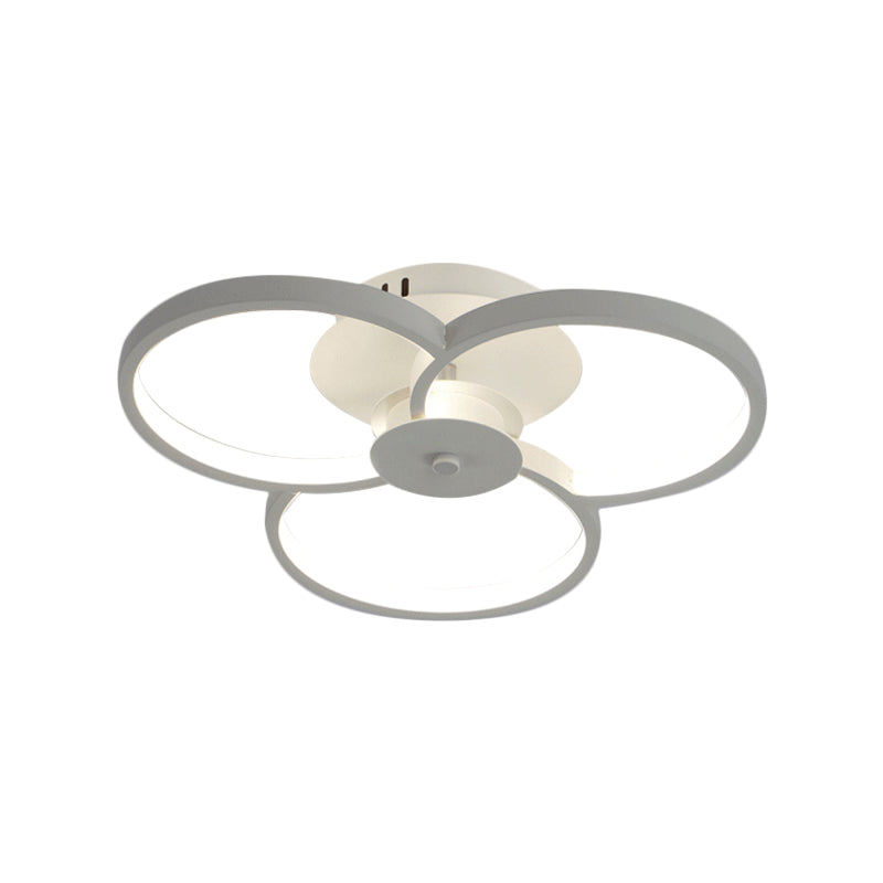 Modern Flower Metal Led Ceiling Light In 18’/21.5’ - Black/White With Warm/White/Natural Options