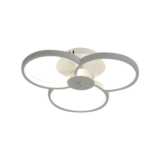 Modern Flower Metal Led Ceiling Light In 18’/21.5’ - Black/White With Warm/White/Natural Options