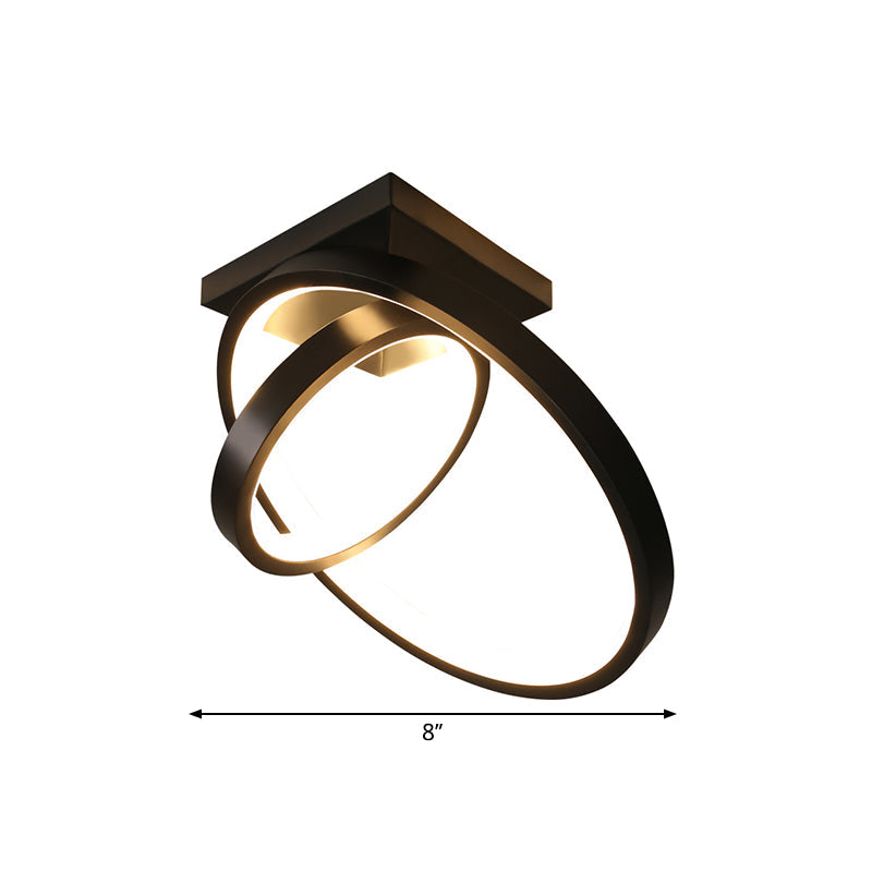 Minimalist Led Flush Light With Dual Rings - Ceiling Mount Warm/White Black/White