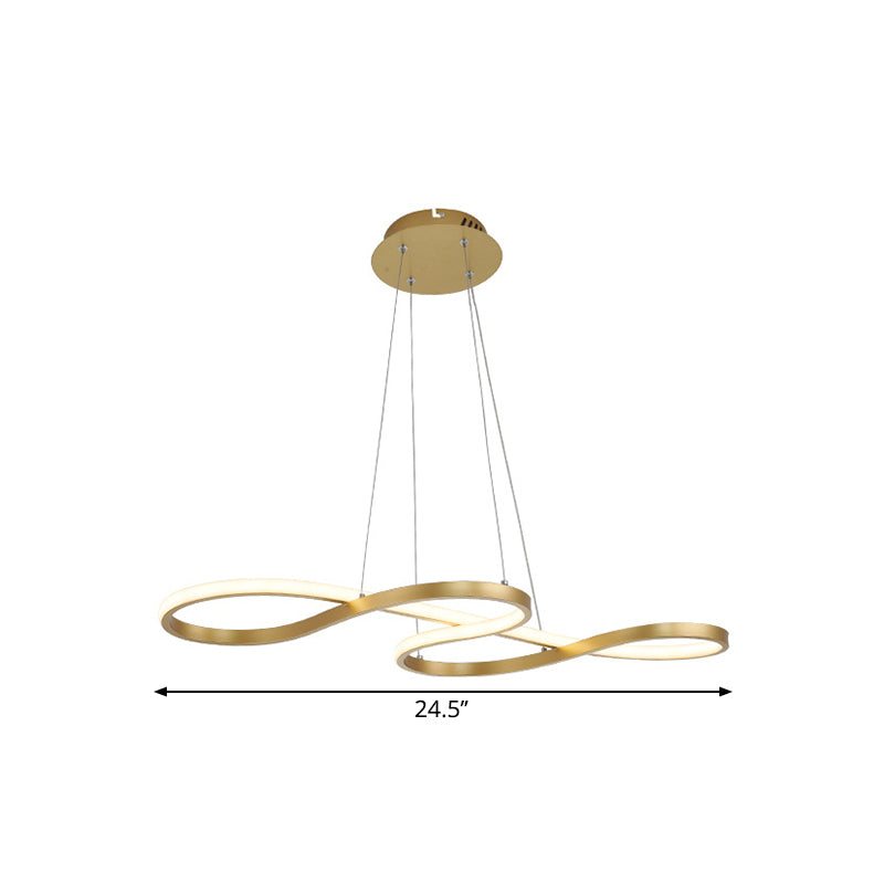 Twining Chandelier Lamp: Modern Black/White/Gold Led Pendant Light In Warm/White Glow