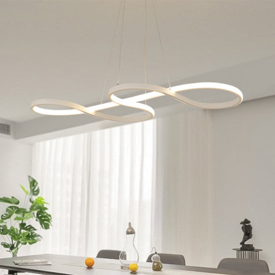 Twining Chandelier Lamp: Modern Black/White/Gold Led Pendant Light In Warm/White Glow