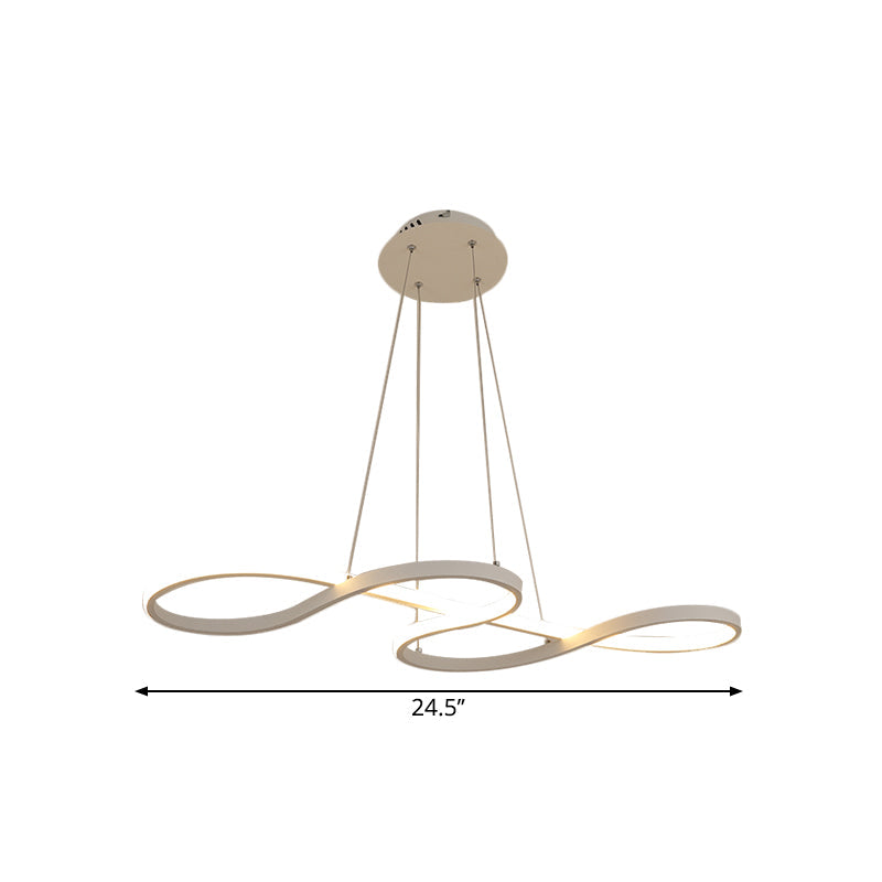 Twining Chandelier Lamp: Modern Black/White/Gold Led Pendant Light In Warm/White Glow