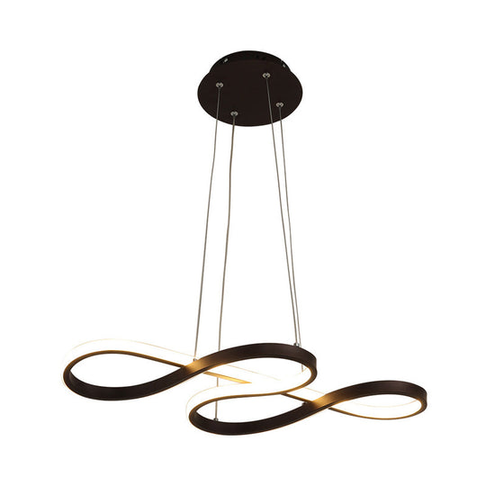 Twining Chandelier Lamp: Modern Black/White/Gold Led Pendant Light In Warm/White Glow