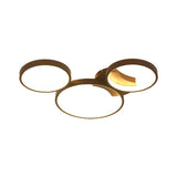 Modern Metal Bubble Rings Flush Mount Led Ceiling Light - 3/4/5-Head Black Surface