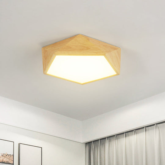 Modern Wood Frame Led Ceiling Light - Beige Warm/White 16.5’/20.5’/24.5’ Wide
